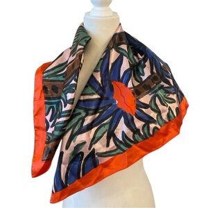 Kendra Dandy Womens Palm Tree And Lips Silk Scarf